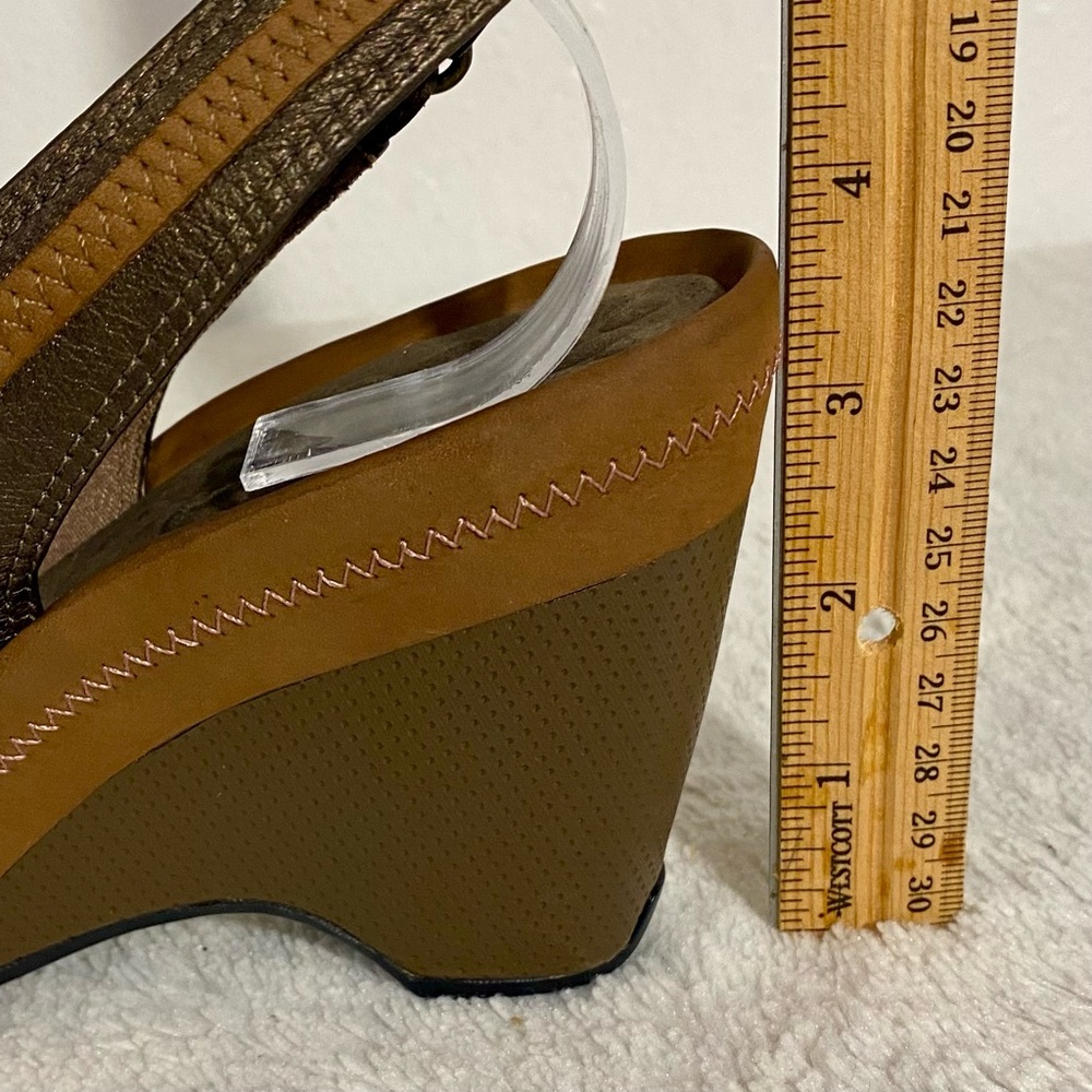 Privo by Clarks Brown Leather Slingback Wedge Sandals Women’s Size 6 - Picture 9 of 10